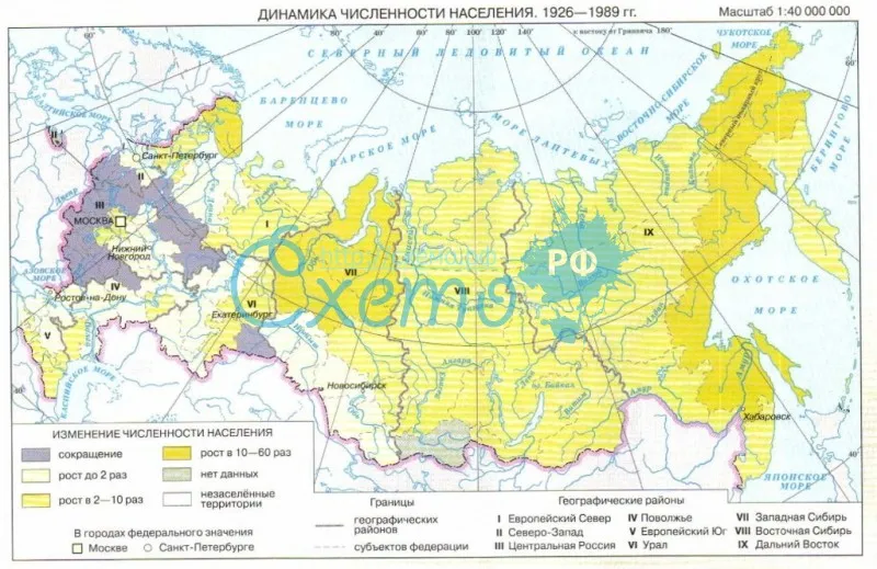 Динамика численности населения России 1926-1989 г.