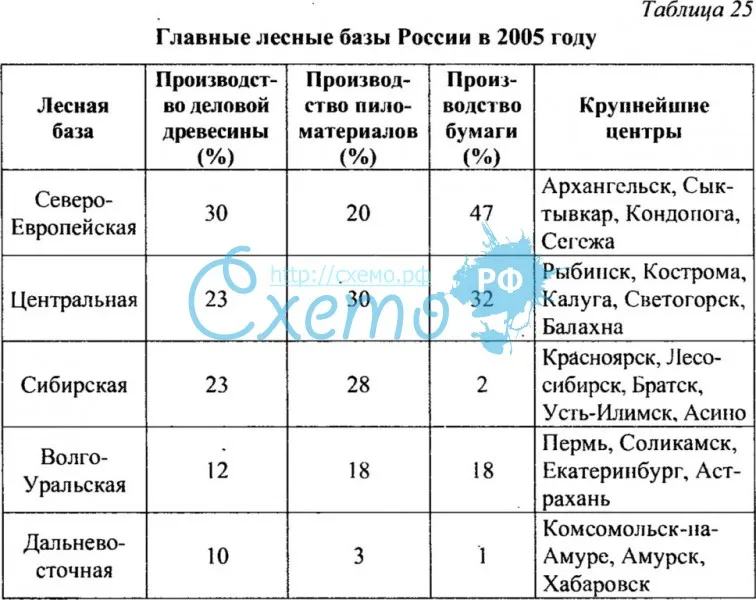 Главные лесные базы России (2005)