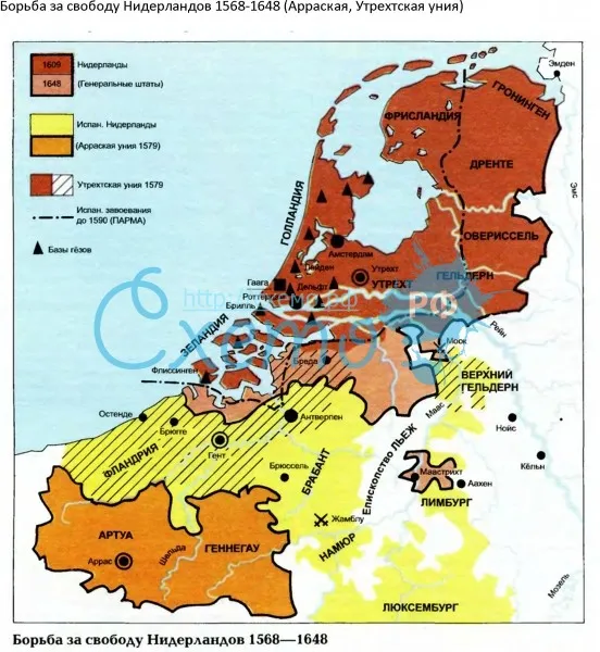Борьба за свободу Нидерландов 1568-1648 (Арраская, Утрехтская уния)