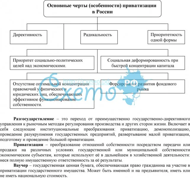 Основные черты (особенности) приватизации в России