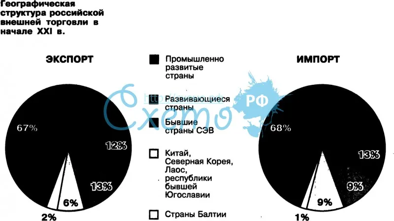 Географическая структура российской внешней торговли в начале 21в.