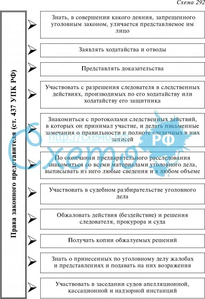 Права законного представителя (ст. 437 УПК РФ)