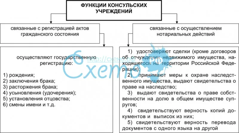 Функции консульских учреждений, связанные с обеспечением прав российских граждан