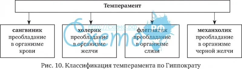 Классификация типов темперамента по Гиппократу