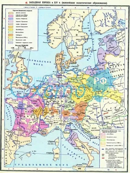 Западная Европа в XIV в. (важнейшие политические образования)