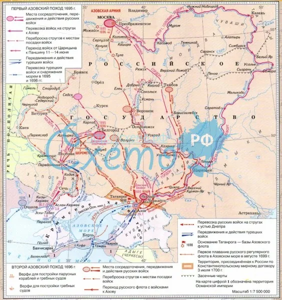 Азовские походы Петра I в 1695-1696 гг.