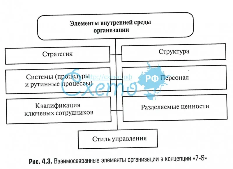 Взаимосвязанные элементы организации в концепции 7 S