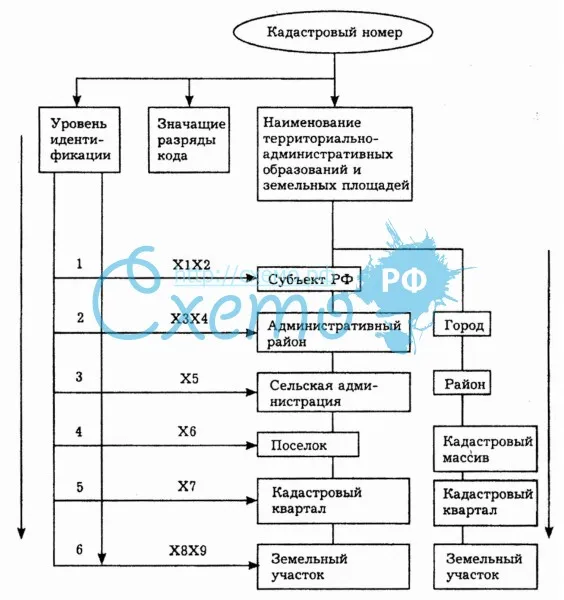 Структура кадастрового номера земельного участка в РФ