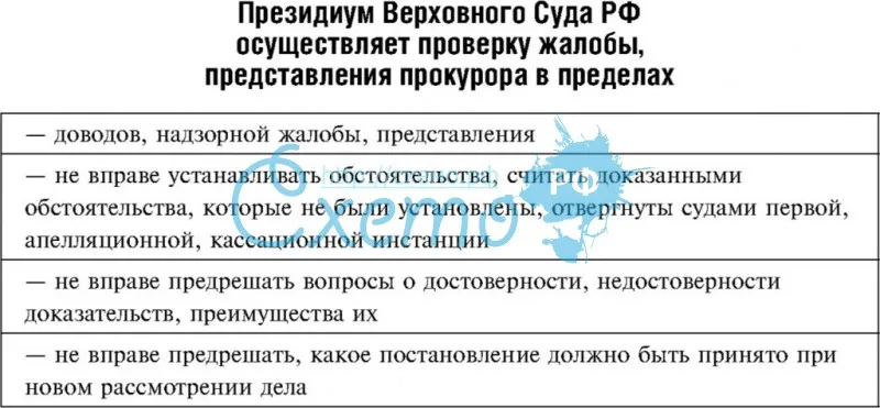 Президиум Верховного Суда РФ, пределы проверки жалоб, представлений