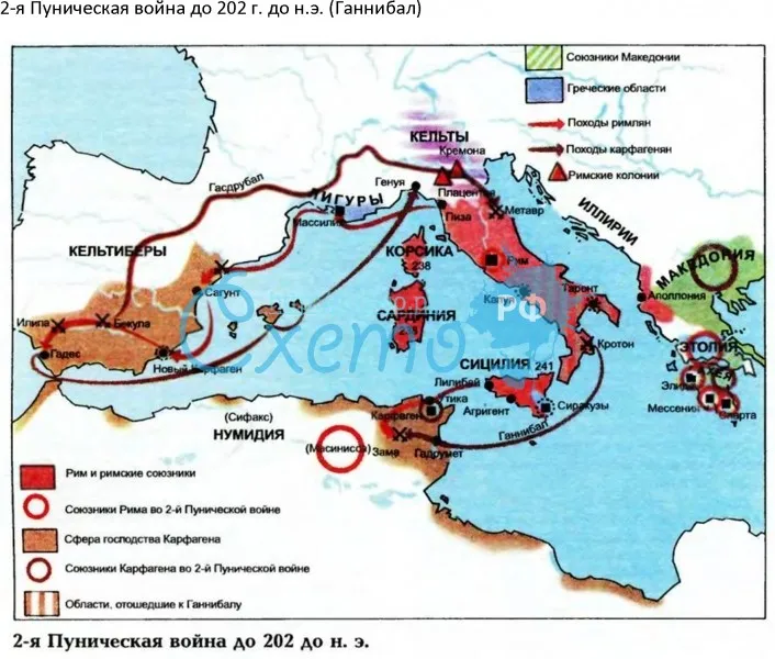 Годы двух важнейших сражений второй пунической войны. Территория Рима к началу 2 Пунической войны. Поход римлян на Карфаген.