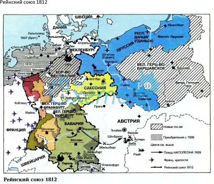 Карта рейнский союз