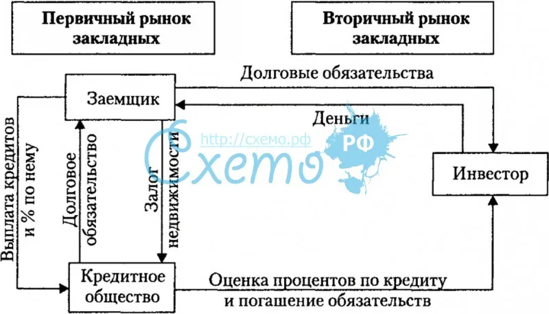 Схема функционирования ипотечной системы кредитных обществ в России