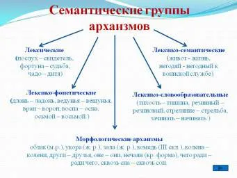 Смысловые группы в тексте. Типы архаизмов. Лексико-семантические архаизмы. Виды архаизмов и их примеры. Типы архаизмов в русском языке.